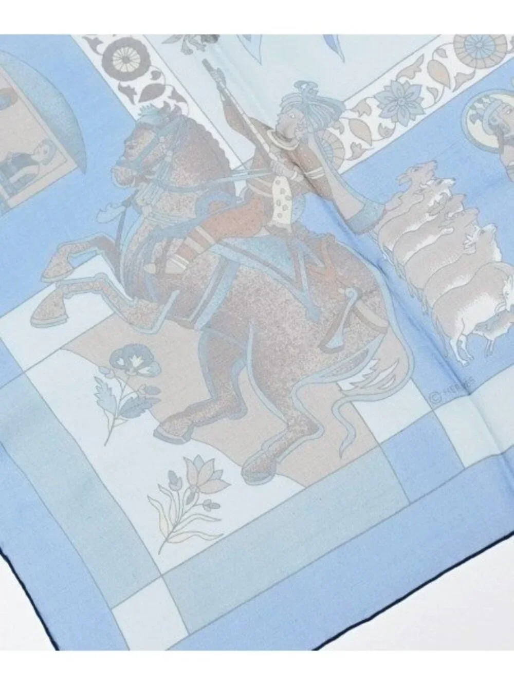 Hermes Bandana Scarf Blue
